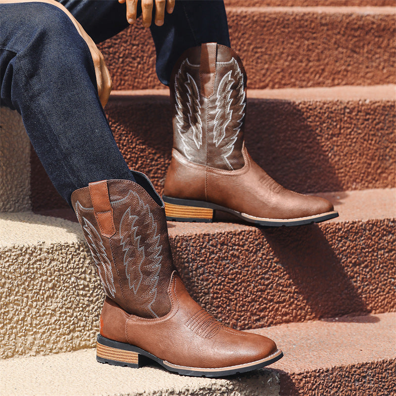 Western Denim Boots Fashion Embroidered