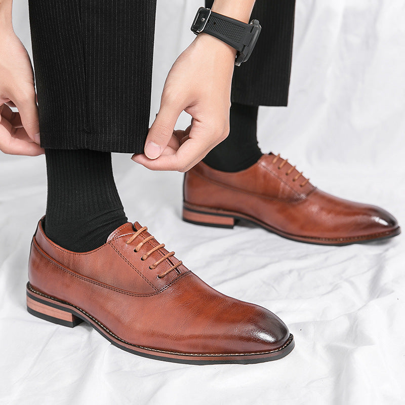 Men's Formal Leather Lace-up Rubber Sole Business Men's Shoes Gentleman