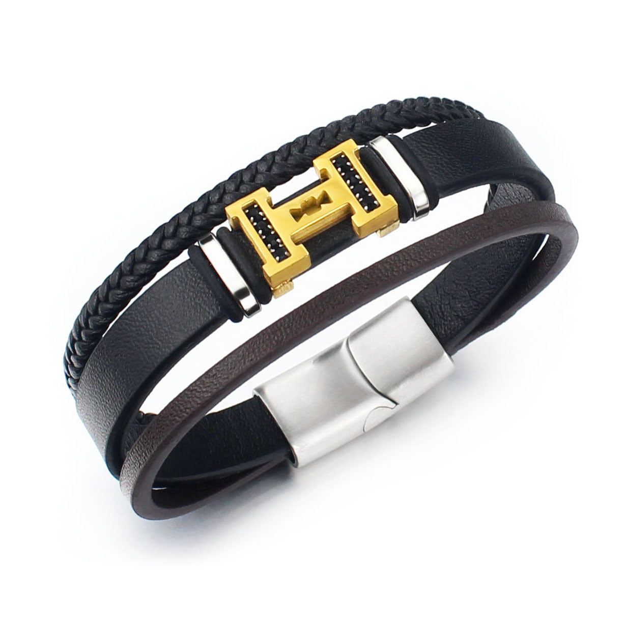 Three-layer braided diamond bracelet