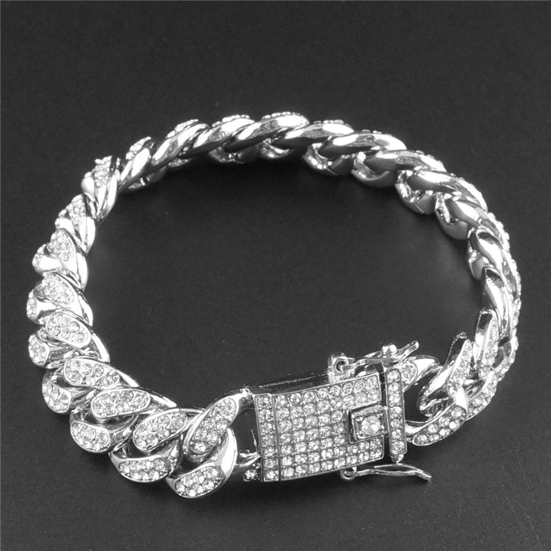 Hip-Hop Domineering Diamond Large Gold Cuban Chain Necklace
