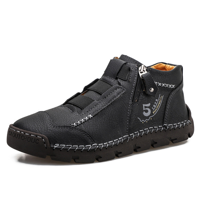 Leather Shoes New Casual Single Shoes Low Cut Round Toe Fashion Trend British Style