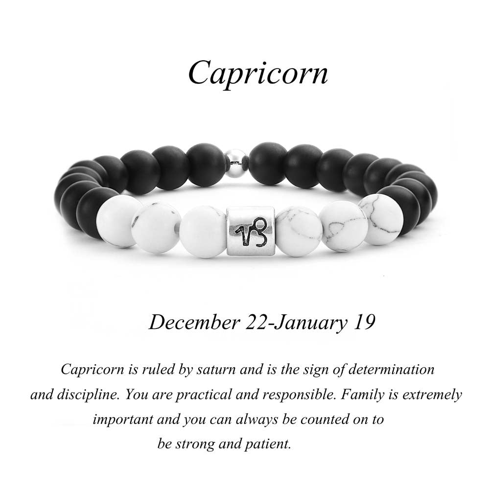 Frosted Black Agate White Turquoise Couple Bracelet