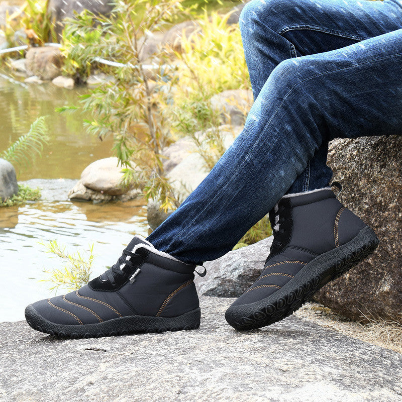 Winter High Top Lace Up Plus Velvet Cotton Shoes