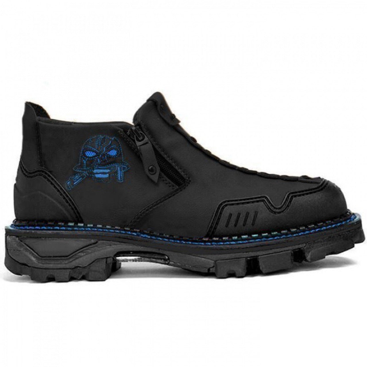 Men's Short Boots Round Toe Large Size Side Zipper Martin Boots
