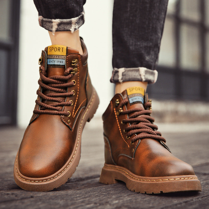 All-matching Men's Martin Boots Retro British Style Leather shoes