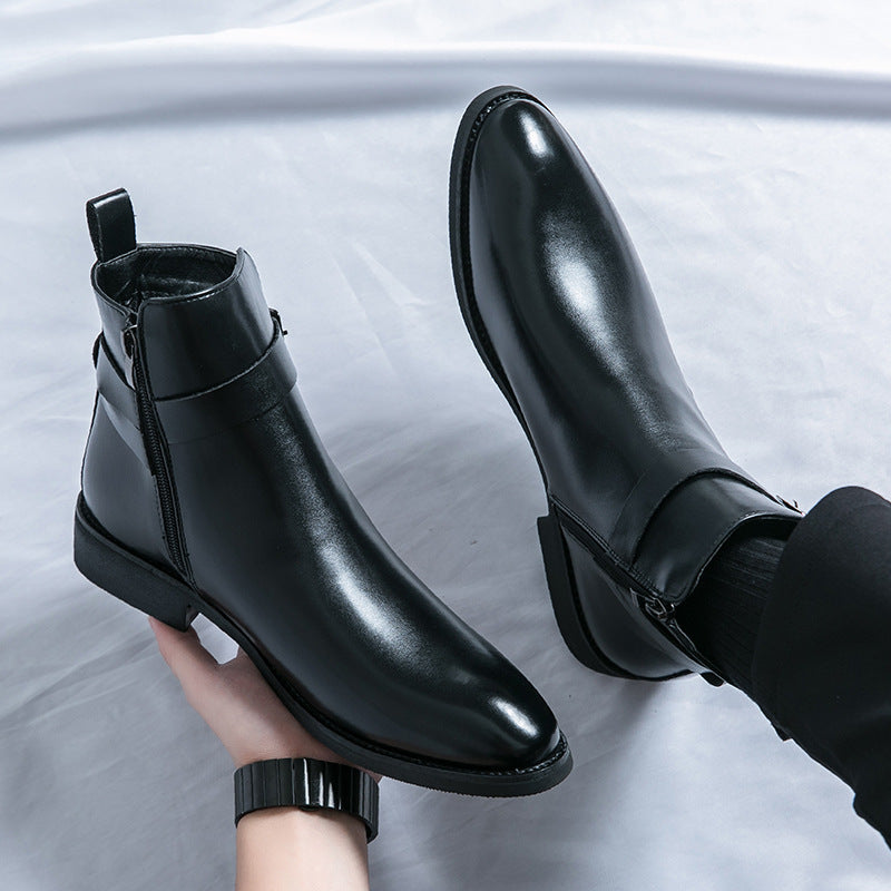 Men's High-top Leather chelsea boots
