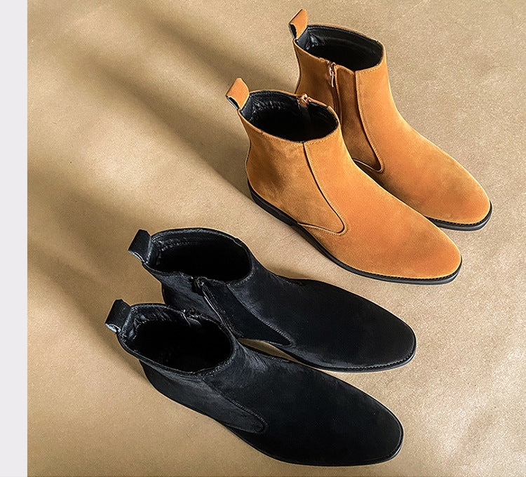 Suede Chelsea Men's British Casual High Top Ankle Boots