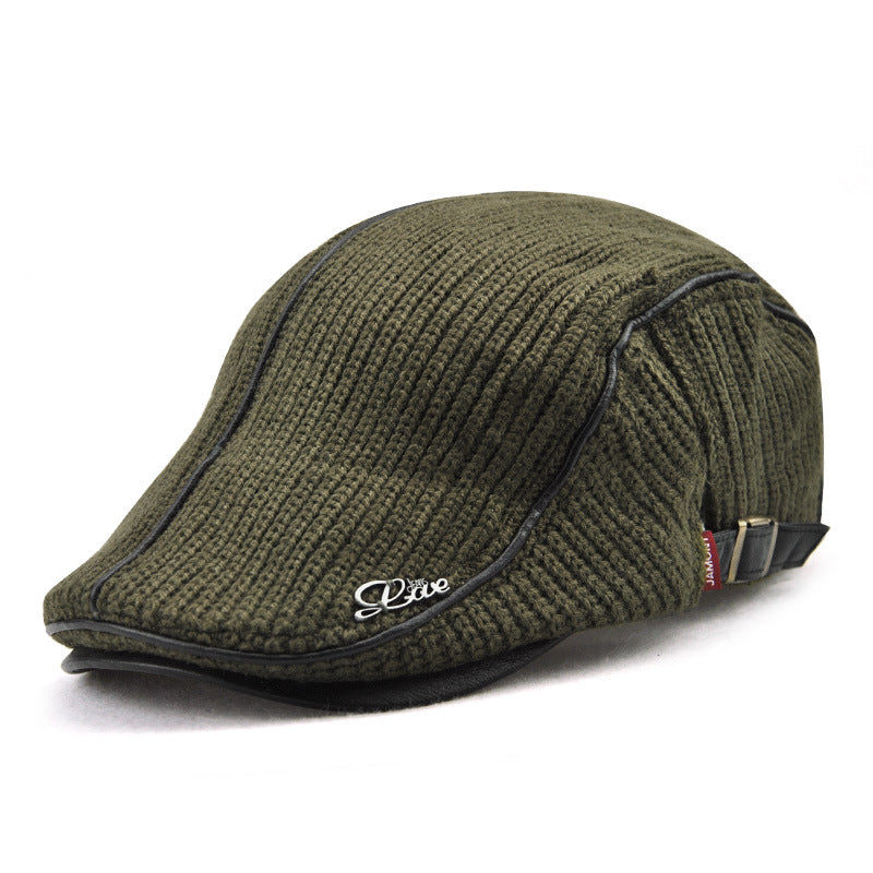 men's winter hat knitting peaked cap thick warm Vintage British leisure peaked cap