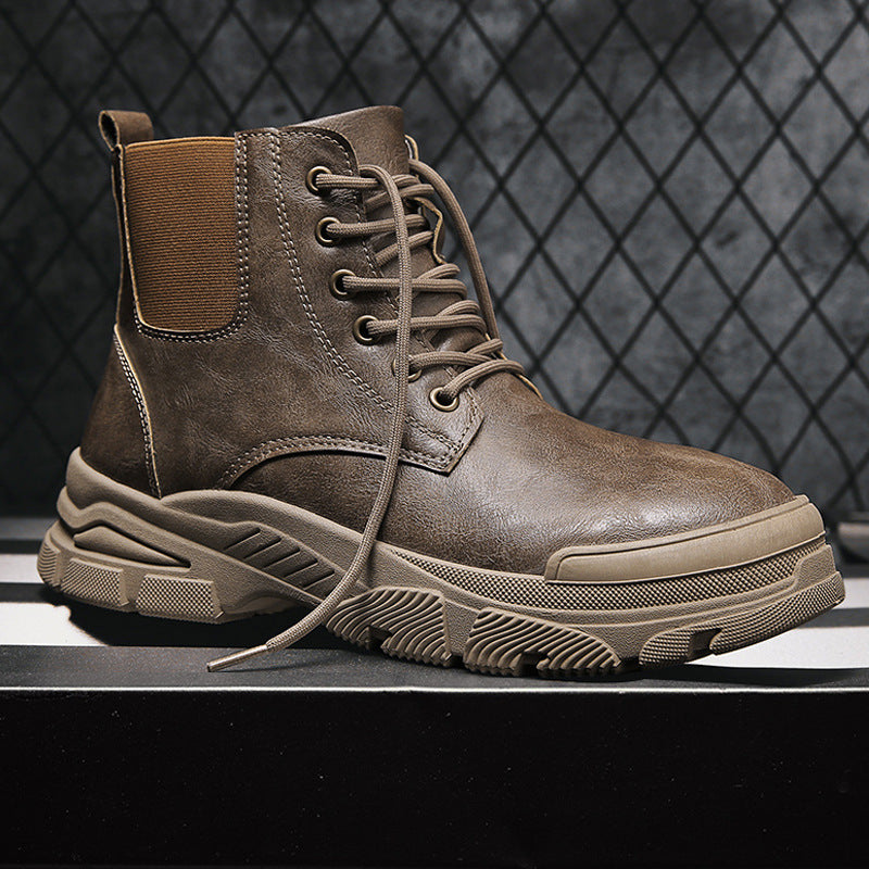 All-match Martin Boots Solid Color Casual Men's Shoes Black New