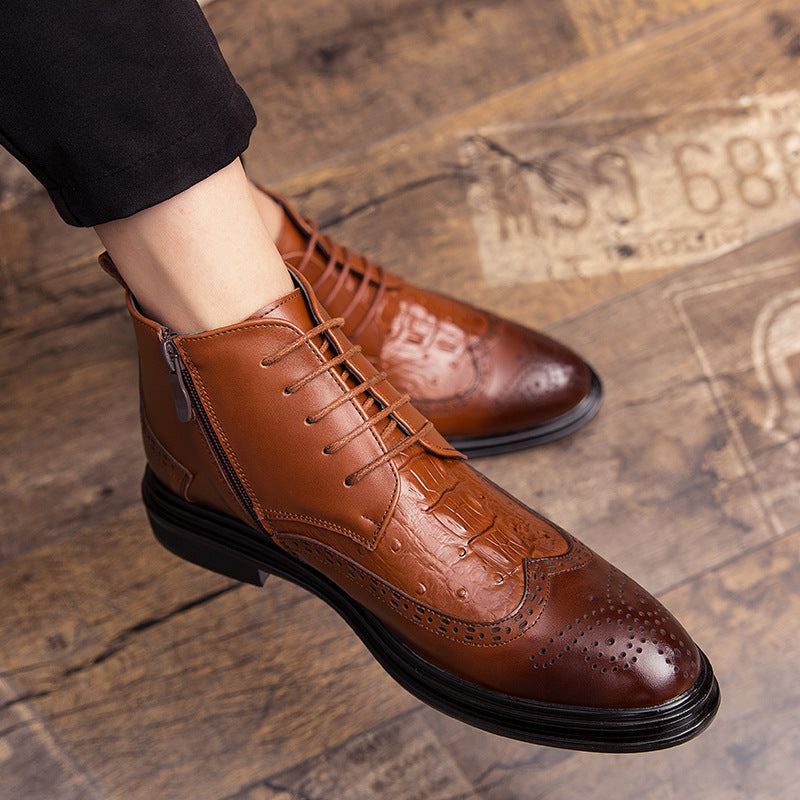Men's High Top Casual Leather Shoes
