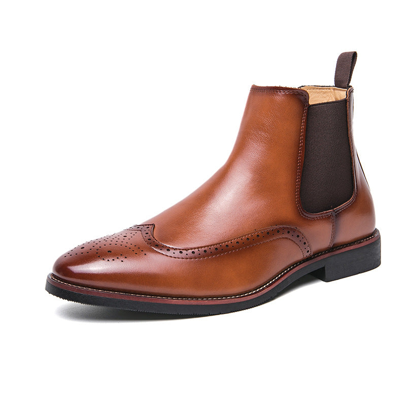 Autumn And Winter Fleece-lined Men's Plus Size Fashion Short Boots