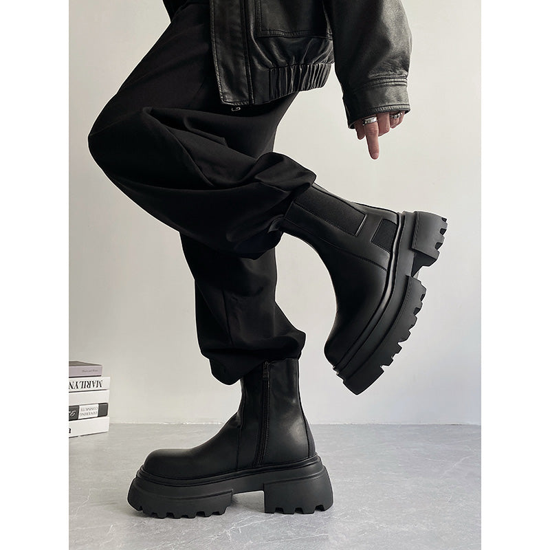 Autumn And Winter Leather Martin Boots High-top Leather Shoes Men's Shoes Fleece-lined