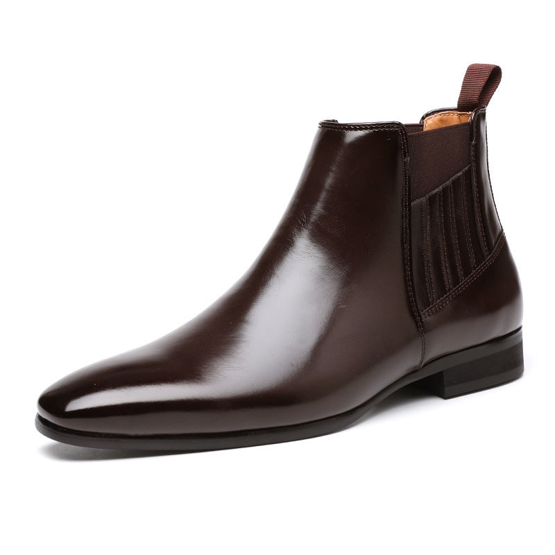 British Style Square Heel Business Formal Leather Shoes