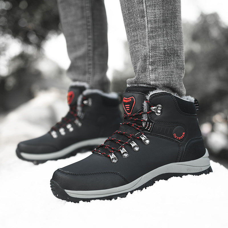 Winter Snow Boots Men Warm Plush Ankle Boots Hiking Lace-up boots
