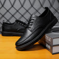Plus Size Handsome Lace Up Casual Youth British Black Leather Shoes Men