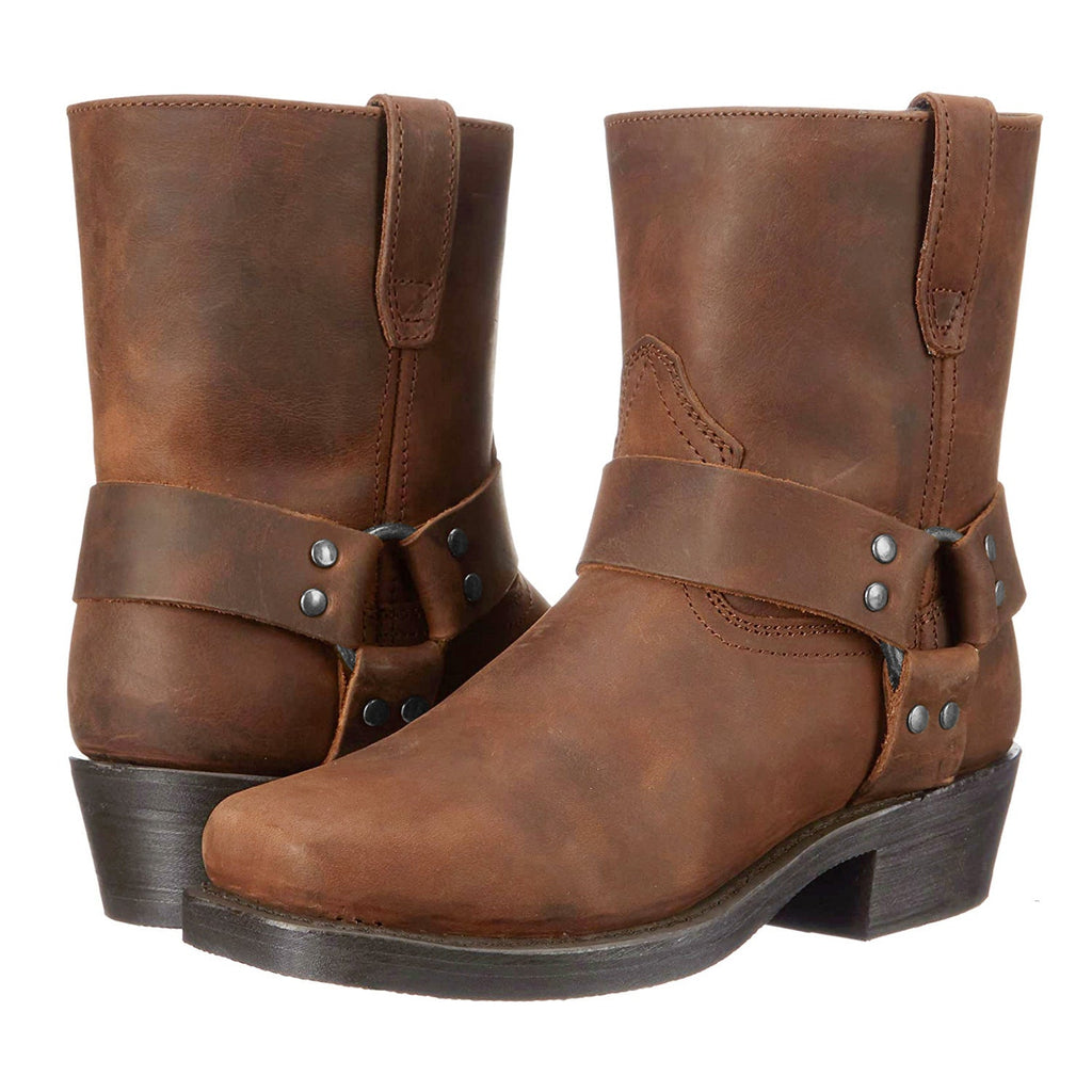 Retro Ankle Cowboy Mid-top Men's Rivet High Heel Knee-high Boots