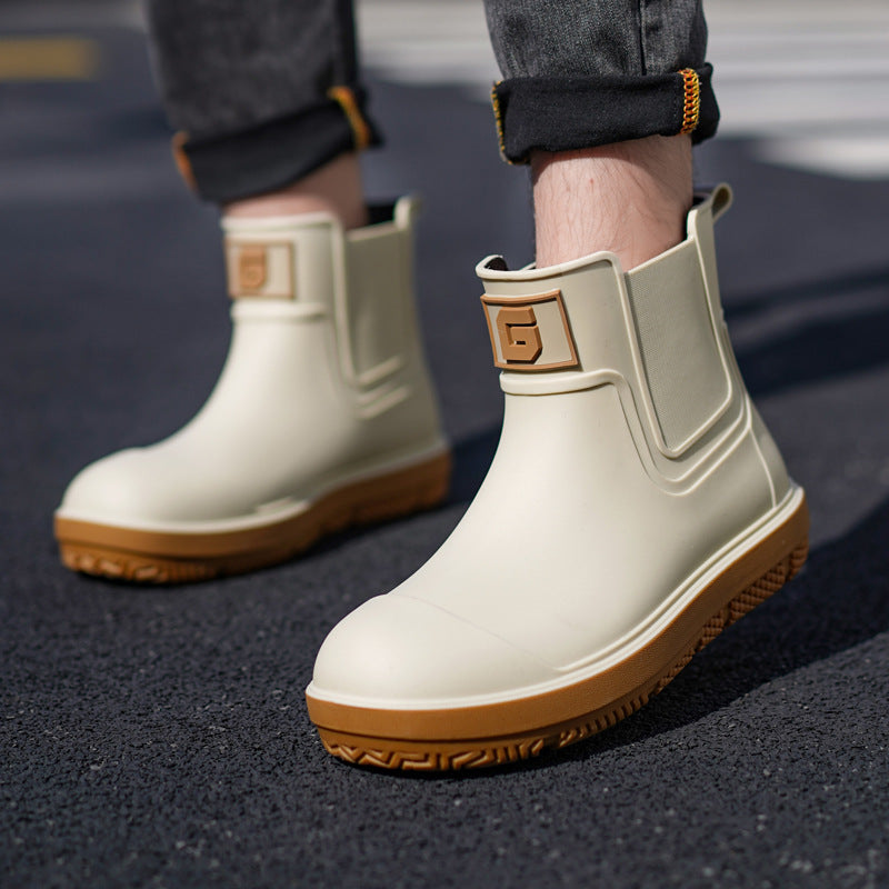 Men's Short Non-slip Waterproof Shoes Fleece-lined Platform boots