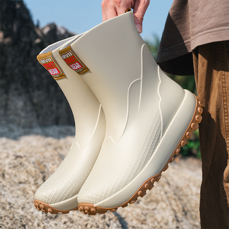 Mid And Low Tube Men's Rain Boots Outdoor Non-slip Waterproof Shoes