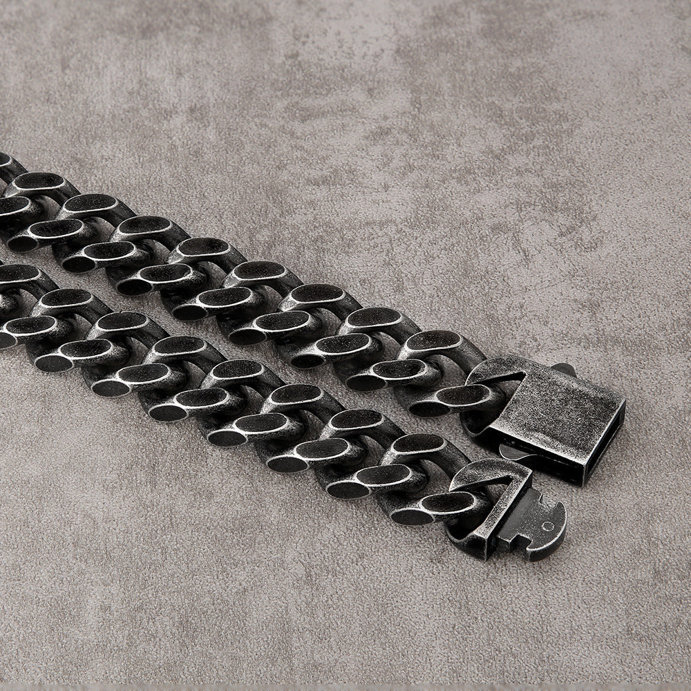 Titanium Steel Two-sided Cuban Mens Stainless Steel Necklace
