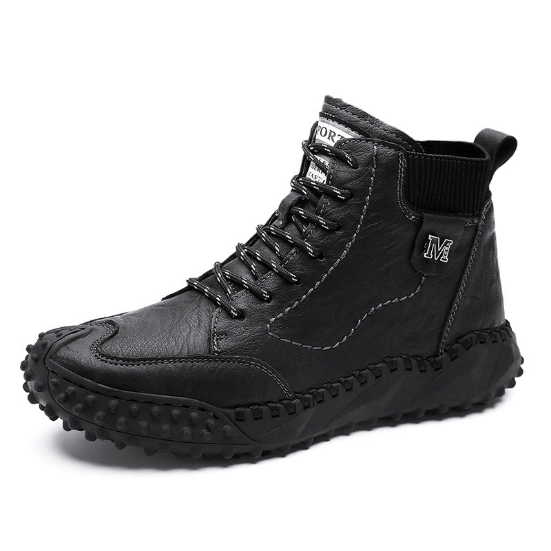 Cotton Boots Men's Large Size Cotton Shoes Men's Plus Velvet High Top