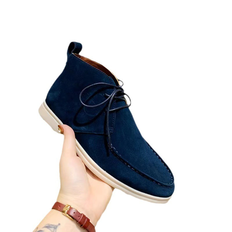 Men's Mid-top Flat Pumps Ankle Lace-up boots