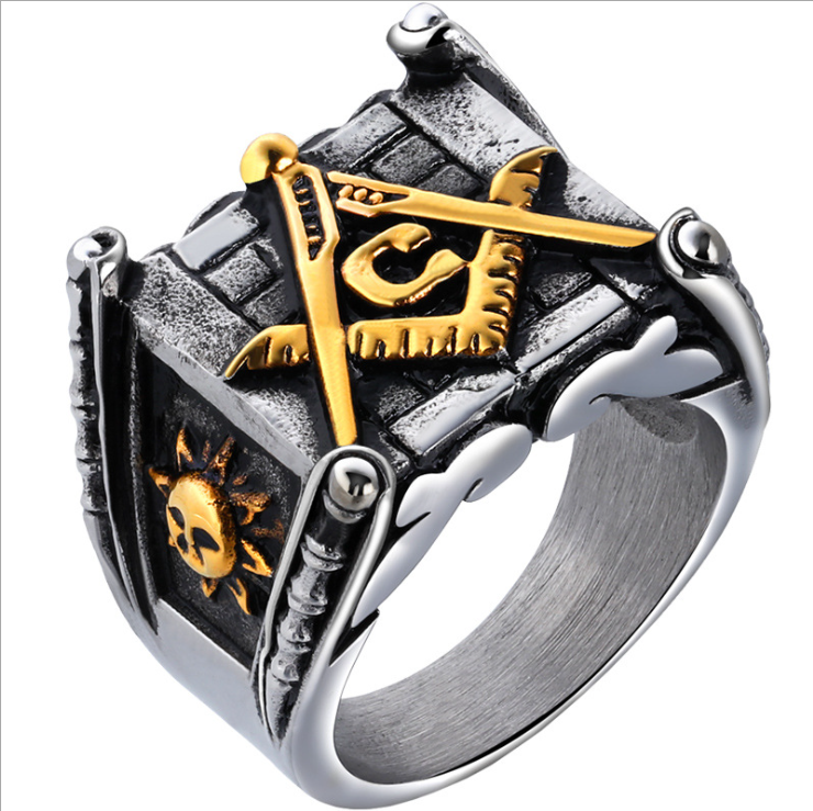 gold sun moon making Punk handmade high polished ring
