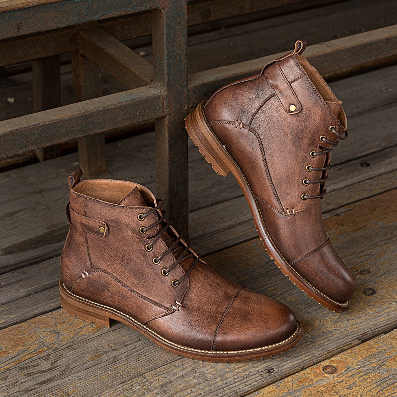 Men's Casual Lace-up High-top Ankle Boots