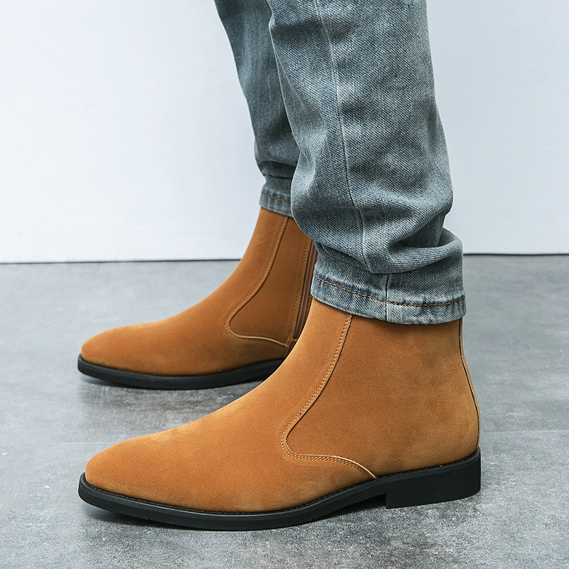 Suede Chelsea Men's British Casual High Top Ankle Boots