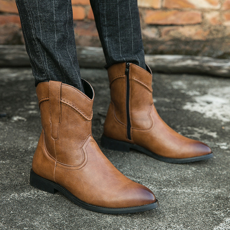 Retro High-top Leather Shoes Ankle Boots Casual
