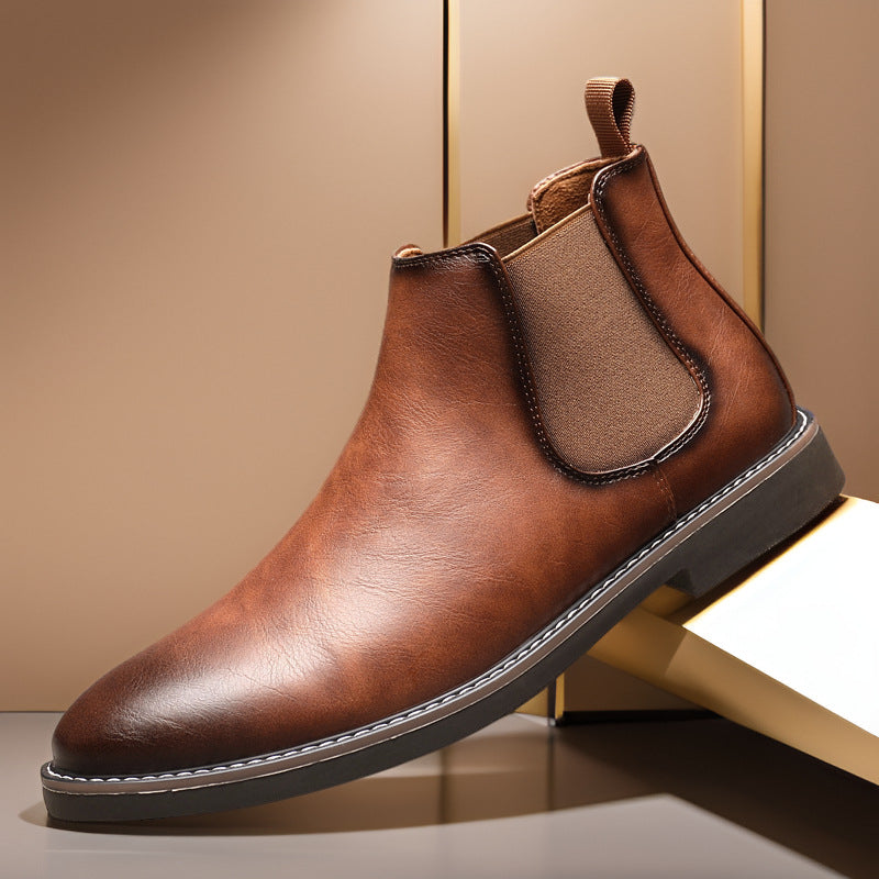 Youth Pointed Ankle Boots Large Size Men's Leather Boots