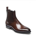Leather Casual Classic Short Sleeve Pointed Ankle Low Heel Silver Men's Boots Ankle