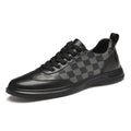 Fashion Low Top Plaid Cowhide Flat Casual Shoes