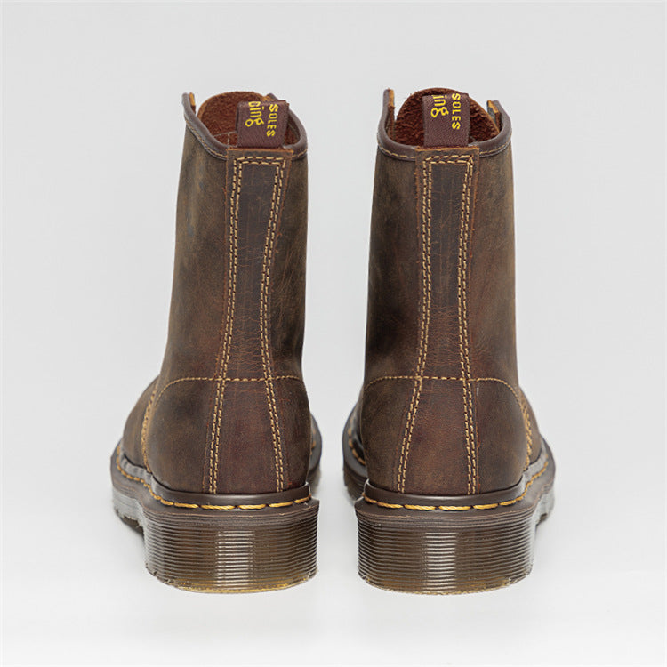 Crazy Horse Leather Women's Boots Vintage Goodyear Sewing Shoes