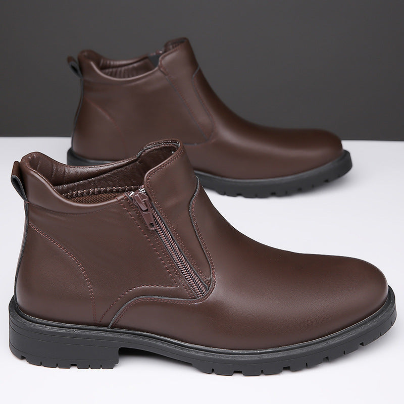 Men's Leather High-top Leather Casual Shoes