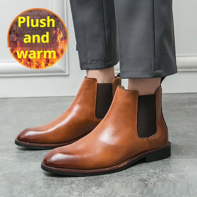 Autumn And Winter Fleece-lined Men's Plus Size Fashion Short Boots