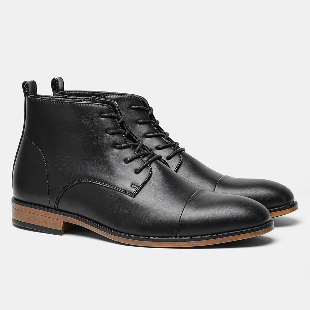 Plus Size Men's Chelsea Boots Inside Zipper Leather Boots