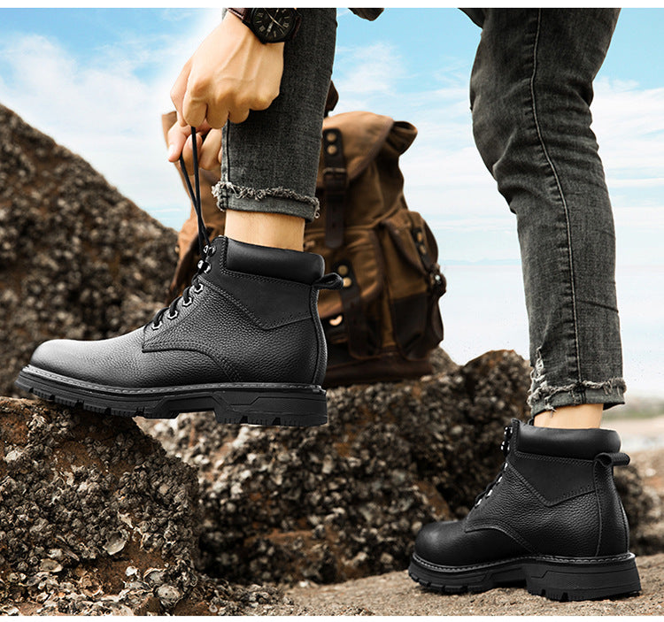 Winter Leather Martin Boots Men's Shoes High Top British