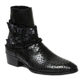 Men's Leather Serpentine Pointed Flower Chelsea Boots