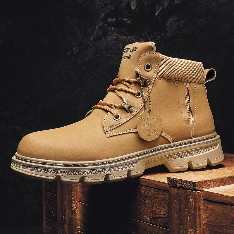 Men's Short Leather Boots British Style Increased Leisure