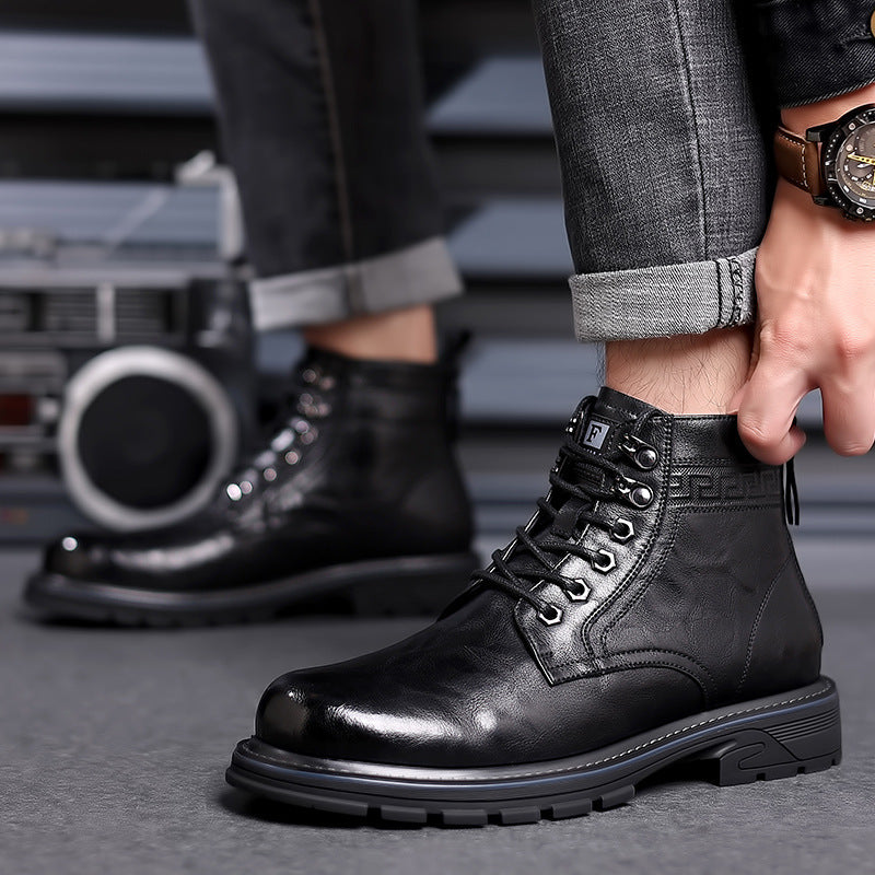 British Style All-matching Work Clothes Ankle Boots Fashion Haulage Motor Leather Boots