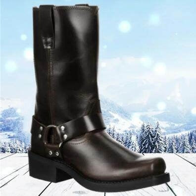 Vintage Men's Cowboy Boots Belt Buckle Ring High Top