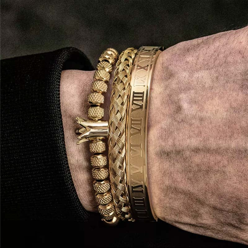 Luxury Roman Royal Crown Charm Bracelet Men