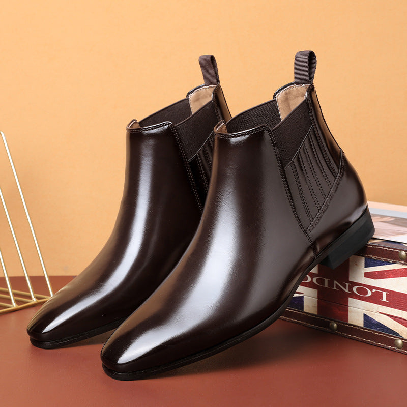 British Style Square Heel Business Formal Leather Shoes