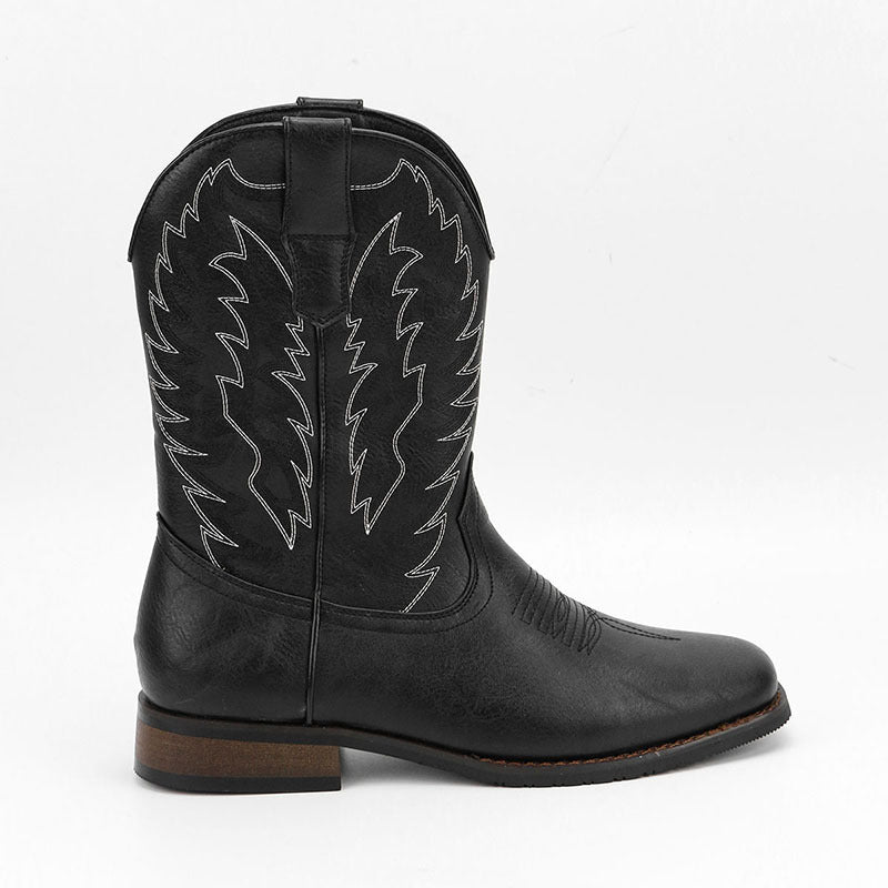 Western Denim Square Toe Motorcycle Men's Boots