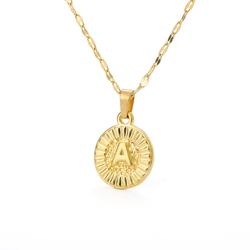 English Alphabet Disc Necklace Men and women