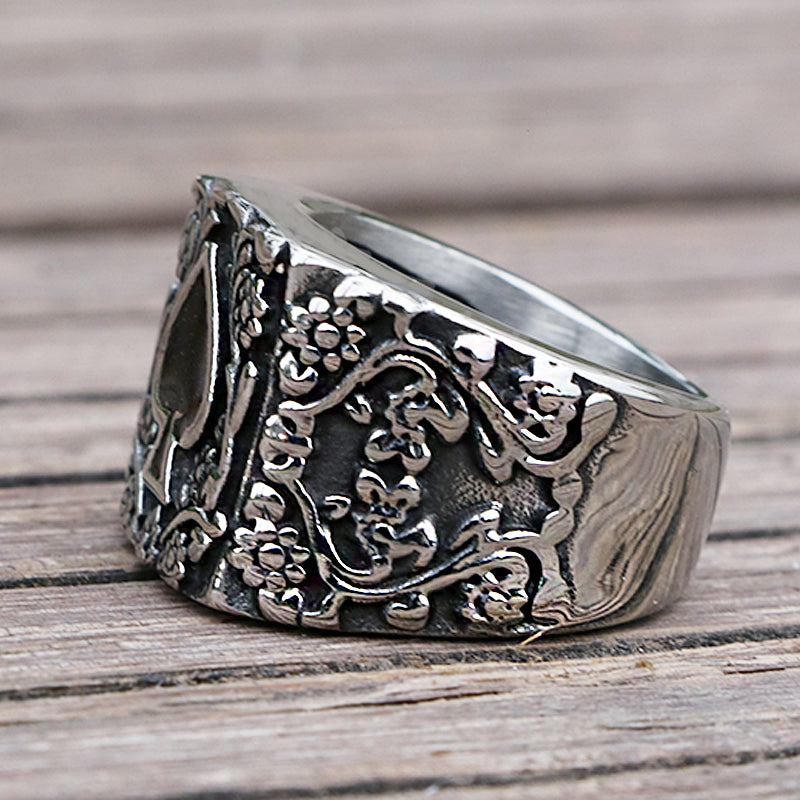 Men's Spades Epoxy Carved Rings