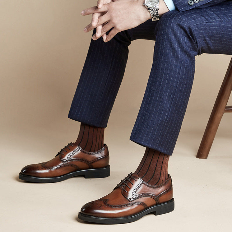 Men's Carving Brogue Business Formal Wear Leather Shoes