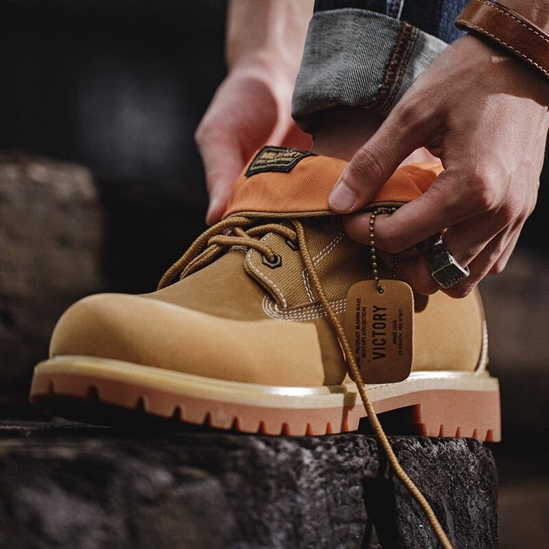 Autumn New Style Martin Boots High-top Rhubarb Boots British Style Tooling Men's Shoes